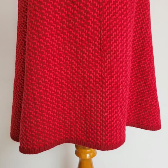 Nanette Lepore Knit Dress Geometric Red Fit Flare Scoop Neck Women Large - Picture 6 of 12